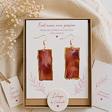 Boucles d oreilles en soie broch&eacute;e recto verso