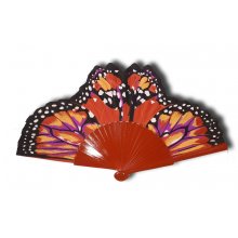 Eventail en coton dessiné et peint à la main "Papillon cute"