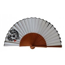 Fleur de mon coeur, &eacute;ventail en satin dessin&eacute; et peint &agrave; la main 