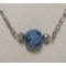 Collier ras-du-cou  perle fleur bleu sur chaine fantaisie