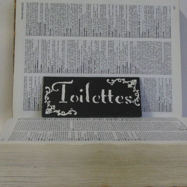 Plaque de Porte Toilettes en Ardoise Emaillée blanc, Création Unique