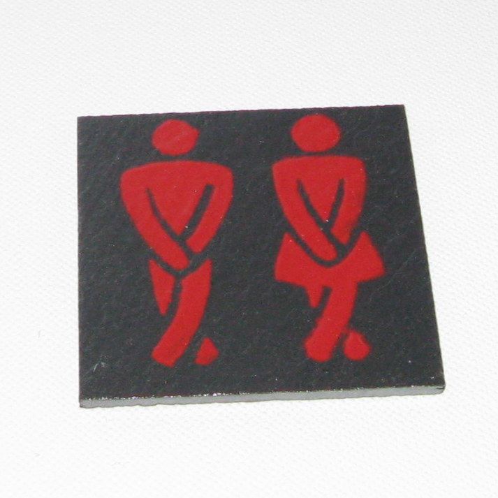 Plaque de Porte Toilettes en Ardoise Emaillée Rouge, Pose sans Trou, Création Originale