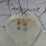 Boucles d'Oreille Orange et Argent, création unique