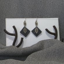 Boucles d'oreille pour Femme en Ardoise et métal Argenté, Création Artisanale