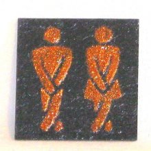 Plaque de Porte "Toilettes" en Ardoise Emaillée Bronze, a Poser sans Trou, Création Artisanale