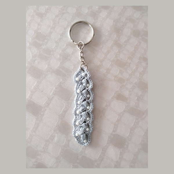 Porte-Clefs à lanière gris et blanc