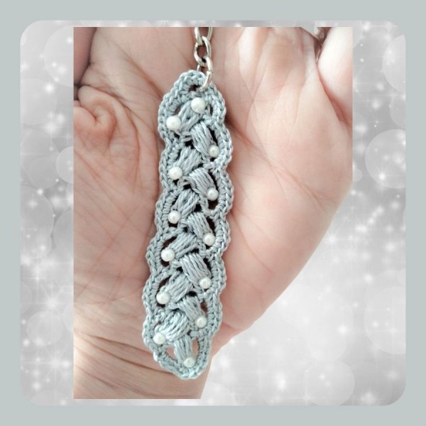 Porte-Clefs à lanière gris et blanc