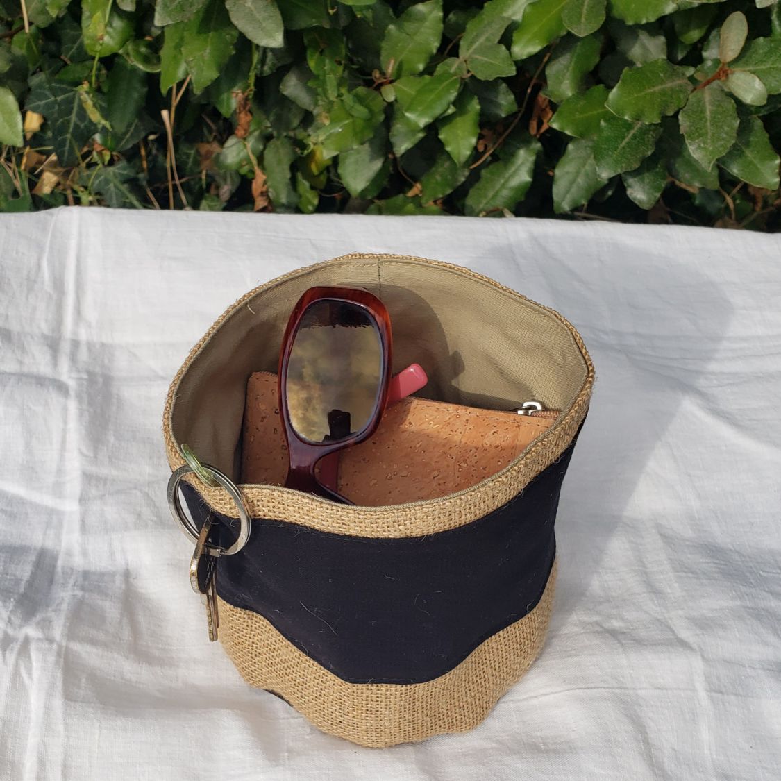 cache pot ou vide poches en tissu, doublé