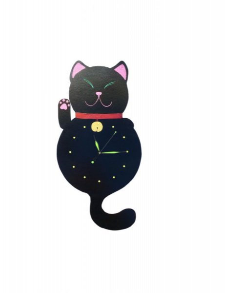 Horloge en bois model  "Maneki-neko" chat chinois