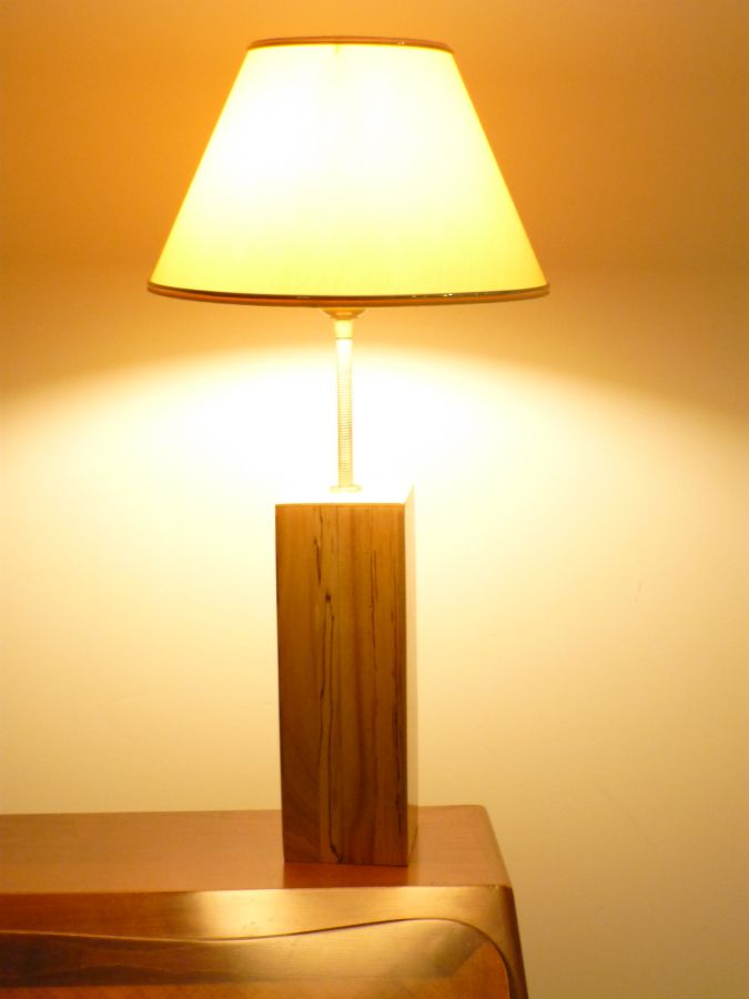 Lampe De Table 56 Cm, Bois Noble : Frêne, Bouleau Marbré