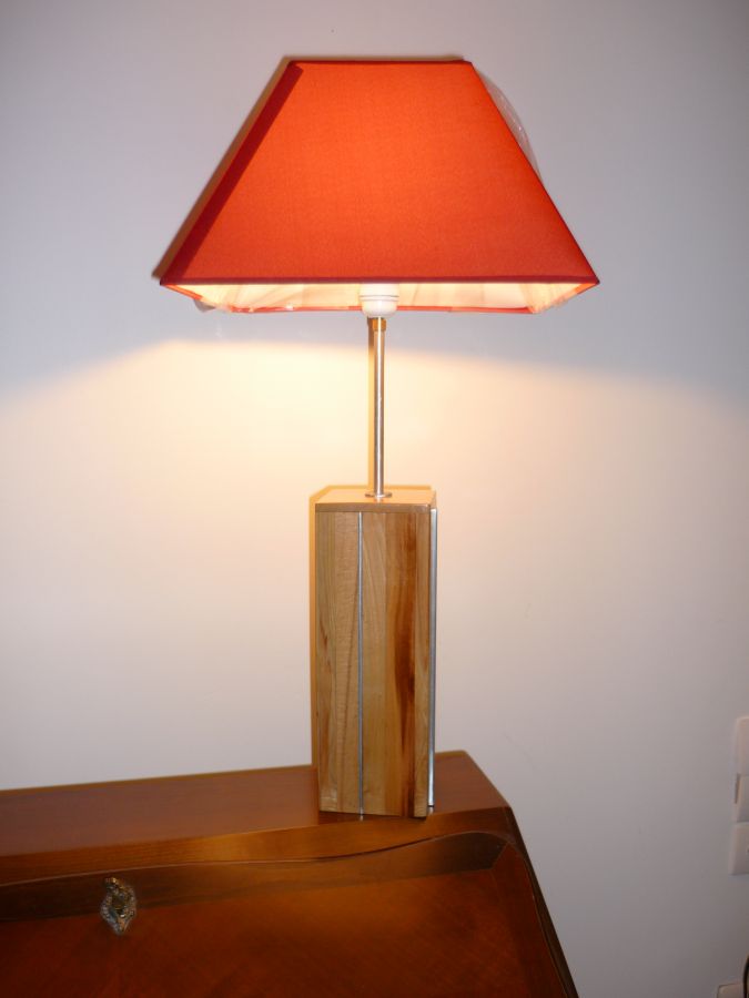 Lampe De Table 76 Cm, Bois Noble : Prunier, Merisier, Séquoia, Hêtre