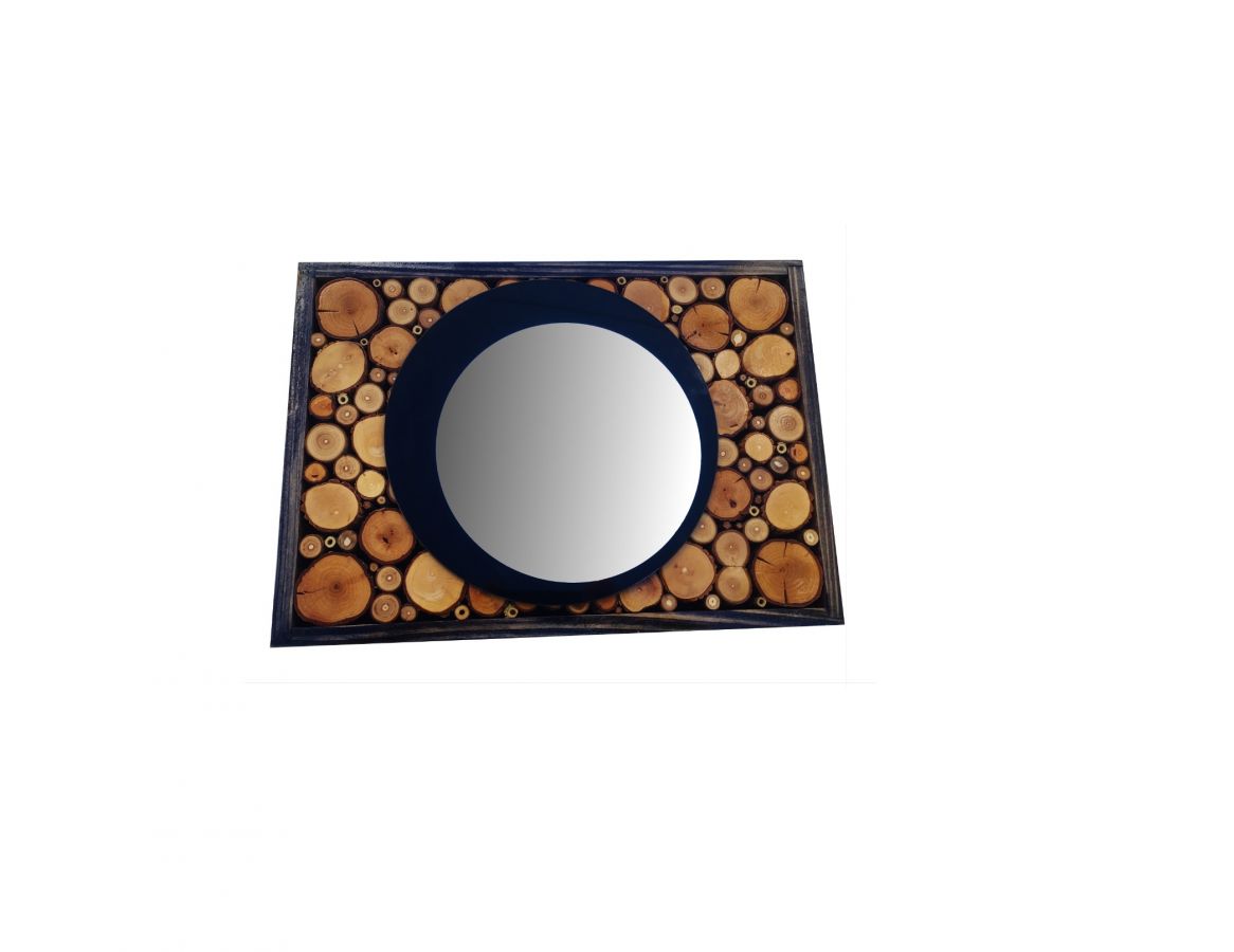 Miroir rectangulaire en rondin de bois couleur ébène 31 x 22