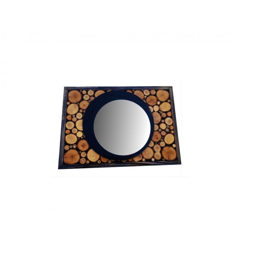 Miroir rectangulaire en rondin de bois couleur ébène 31 x 22