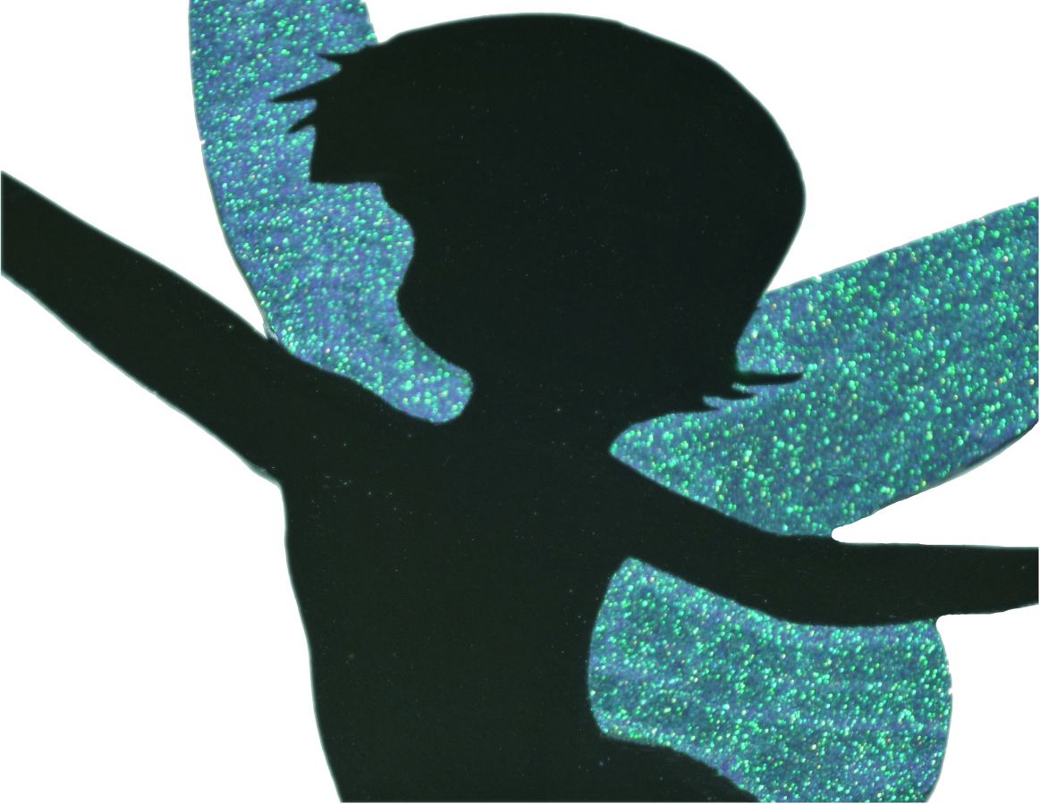 Pancarte mural ou de porte en bois model : fée dansante 60x38 Cm Paillette holographique violet vert