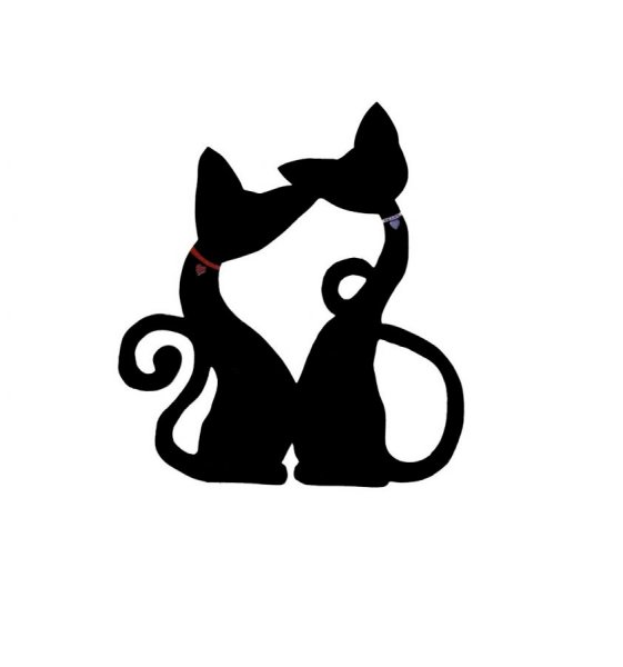 Pancarte mural ou de porte en bois model :couple chat grand enlac&eacute; c&oelig;ur 46x40 cm noir