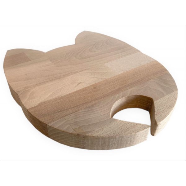 Planche &agrave; d&eacute;couper sp&eacute;cial ap&eacute;ro en bois de h&ecirc;tre naturel FSC model t&ecirc;te de chat