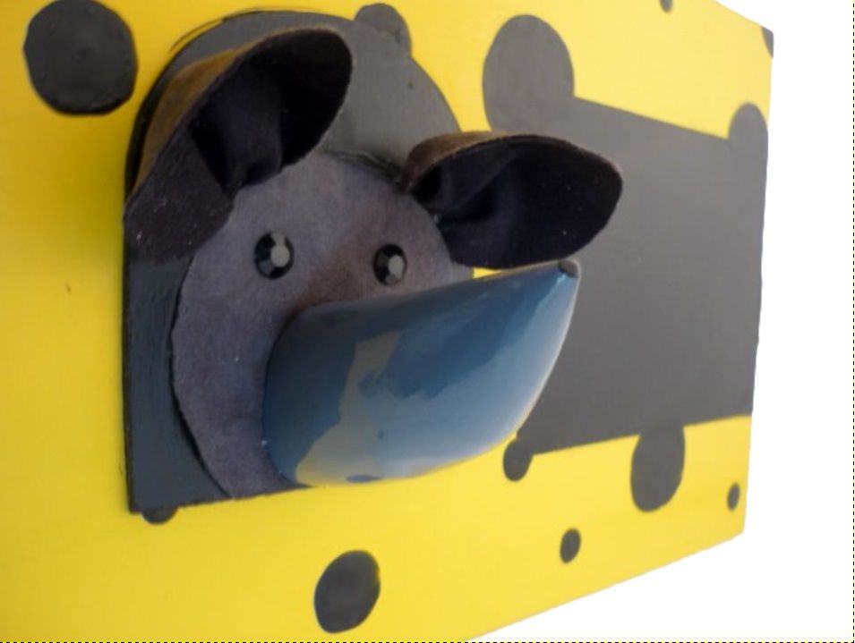 Set de rentrée scolaire en bois model : souris Pot a crayon et Porte manteau mural a une patère
