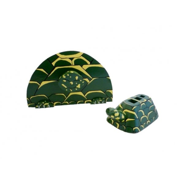 Set de rentrée scolaire bois model : tortue Pot a crayon et Porte manteau mural a une patère