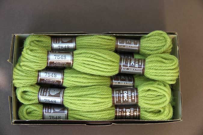 Echevette 8m   7548, ton vert clair, 100% pure laine Colbert