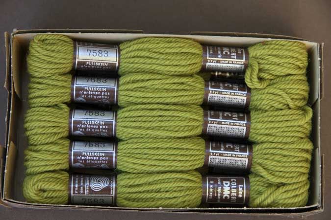 Echevette 8m  7583, ton vert clair, 100% pure laine Colbert
