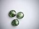 Lot de 3 Perles verre , italian style, rondes aplaties  diamètre 20mm tons vert clair avec traits noirs 