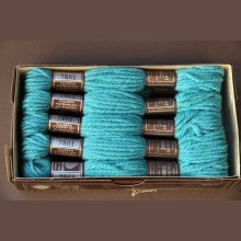 Echevette 8m  7861, ton bleu turquoise , 100% pure laine Colbert DMC