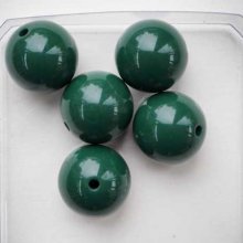 Lot 5 perles en résine couleur vert foncé foncé 20mm 