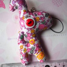 Pendentif tissu animal cheval rose pour porte clés, bijou de sac, accroche téléphone