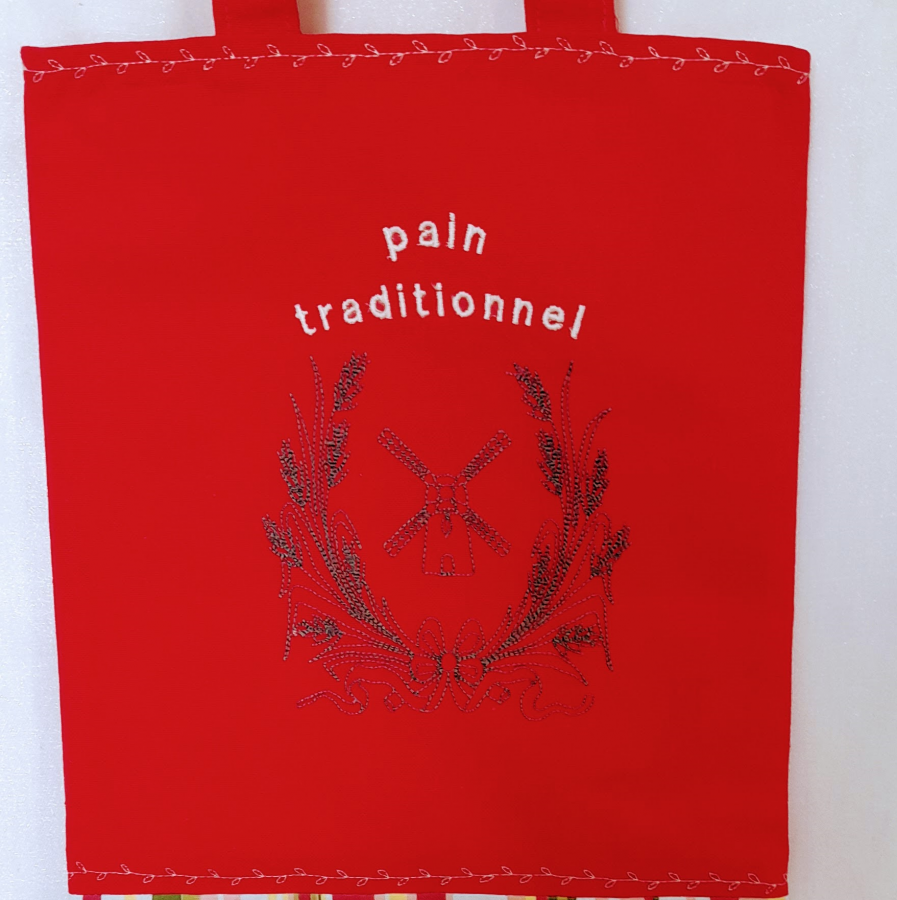 sac à pain modulable rouge " Pain traditionnel " 