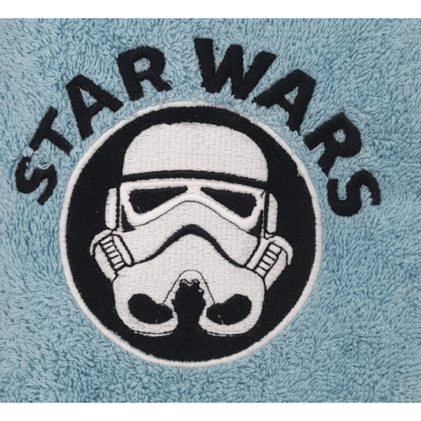 serviette bleu clair brodée Science fiction " Star Wars " à personnaliser