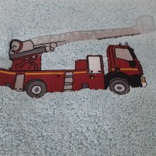 Drap de bain vert d'eau" camion de pompier " à personnaliser
