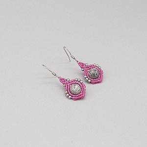 Boucles d'oreilles vertes en macramé fait main en agate d'arbre - France