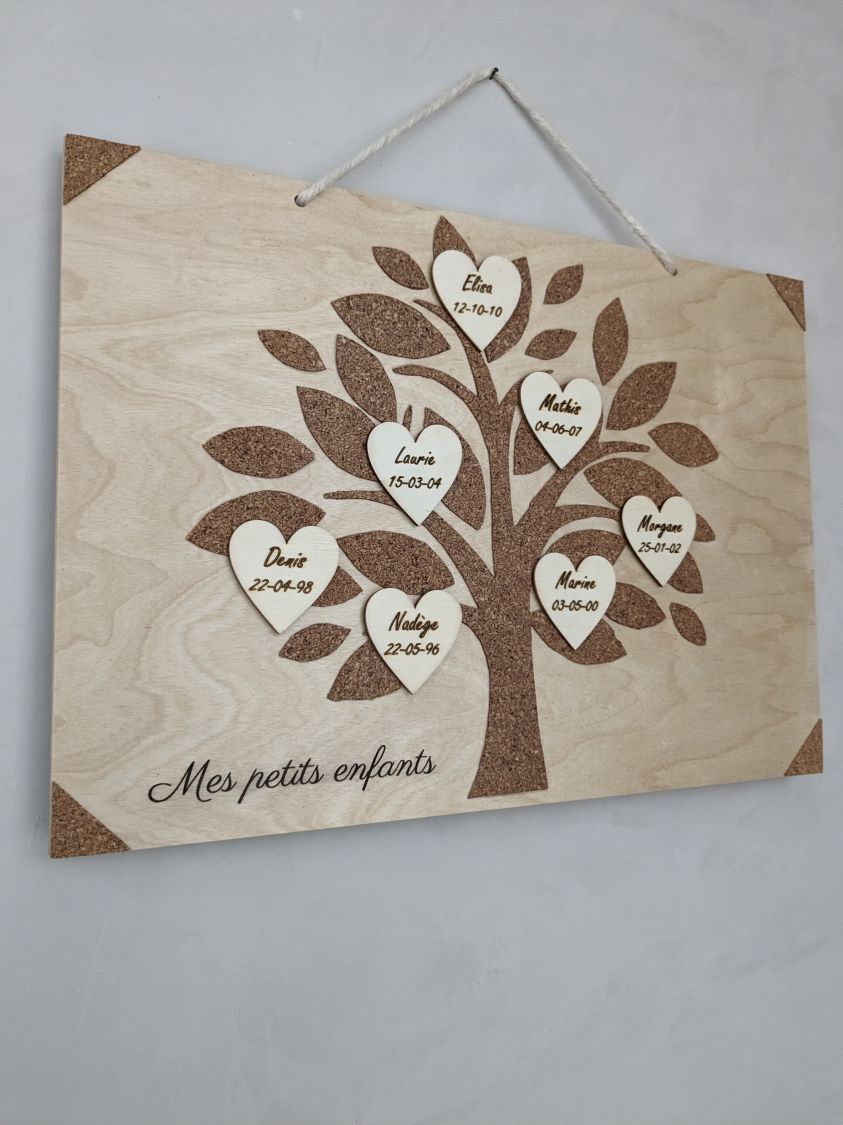 Cadre, panneau bois "Arbre de Vie", personnalisable, famille, amis, ...