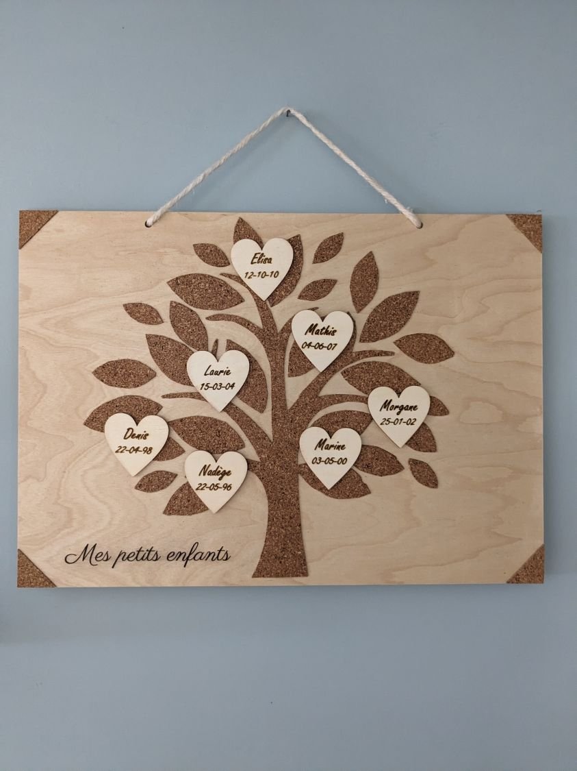 Cadre, panneau bois "Arbre de Vie", personnalisable, famille, amis, ...