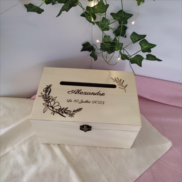 Urne bois gravée, mariage, anniversaire, baptême .... 