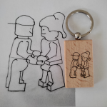 Porte-clefs bois personnalisable, dessin enfant, gravure au laser;  travail artisanal
