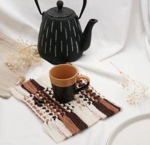 mini tapis dessous de tasse en macramé