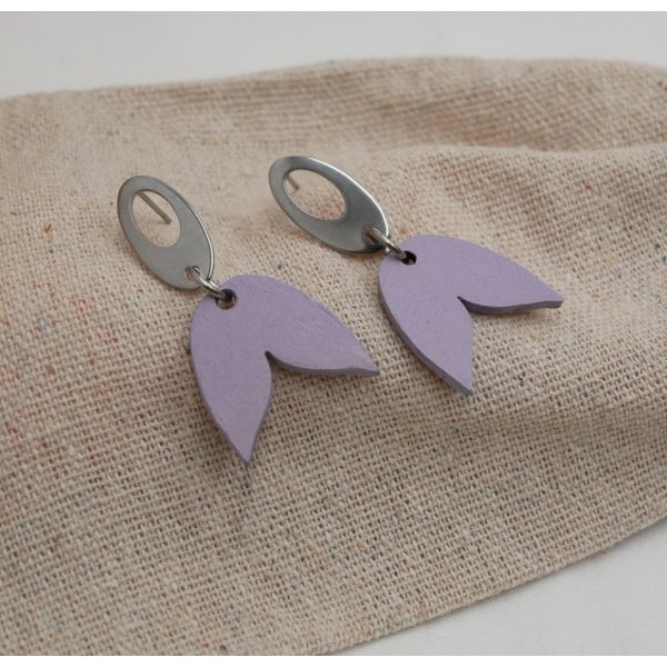 Boucles d'oreilles pendantes g&eacute;om&eacute;triques en bois parmes 