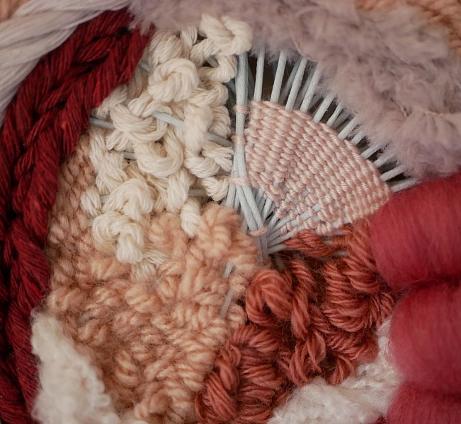 Ensemble de suspensions murales en macram&eacute; tiss&eacute; et tissage circulaire assorti