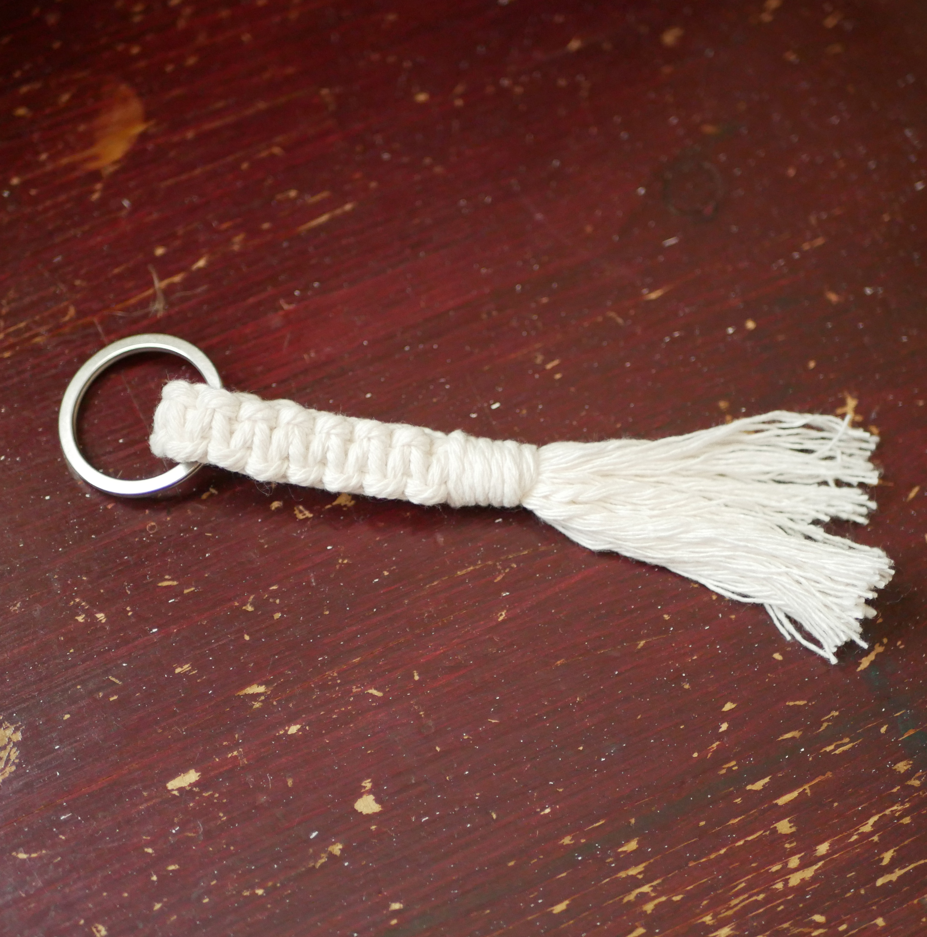 Porte-clés macramé corde coton couleur au choix 