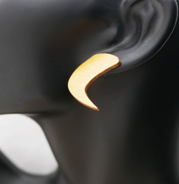 Puces d'oreilles graphiques s en bois dor&eacute; m&eacute;tallis&eacute;