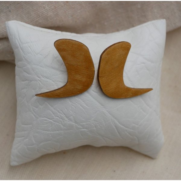 Puces d'oreilles graphiques s en bois dor&eacute; m&eacute;tallis&eacute;