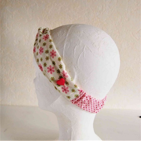 Bandeau serre tête enfant coloris rose vert beige 