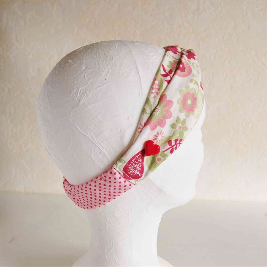 Bandeau serre tête enfant coloris rose vert beige 
