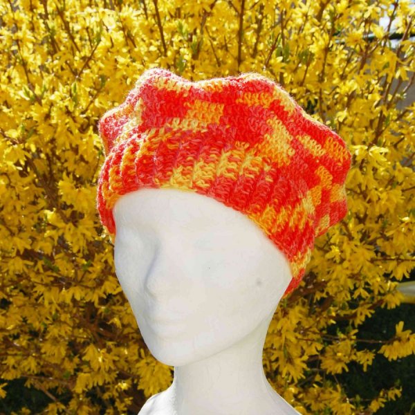 Beret enfant fil satiné jaune orange