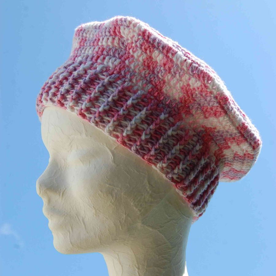 Béret enfant blanc rose et parme 