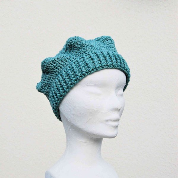 Béret vert en coton satiné pour adulte