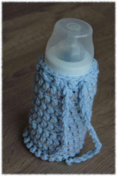 chaussette à biberon bleu et taupe