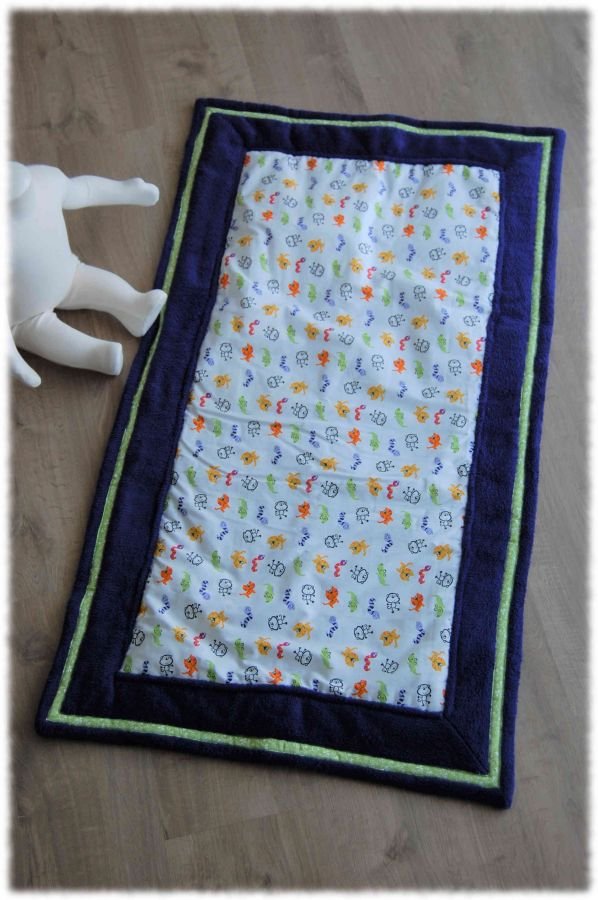 Couverture de lit pour bébé en polaire bleue marine motif animaux 