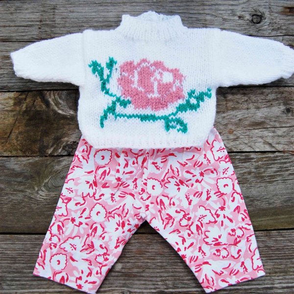 Legging poupée en jersey motif fleurs